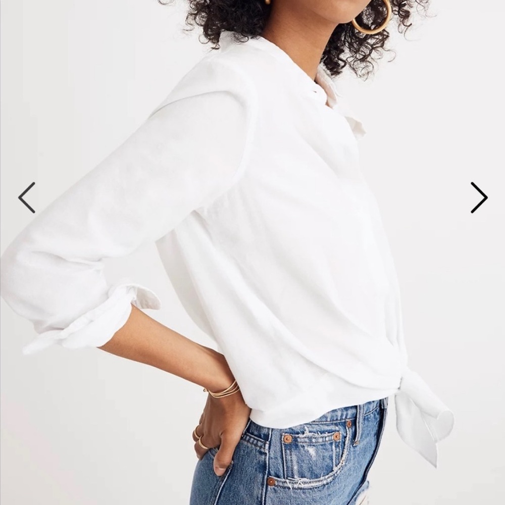Madewell White Tie Front Button Down Shirt